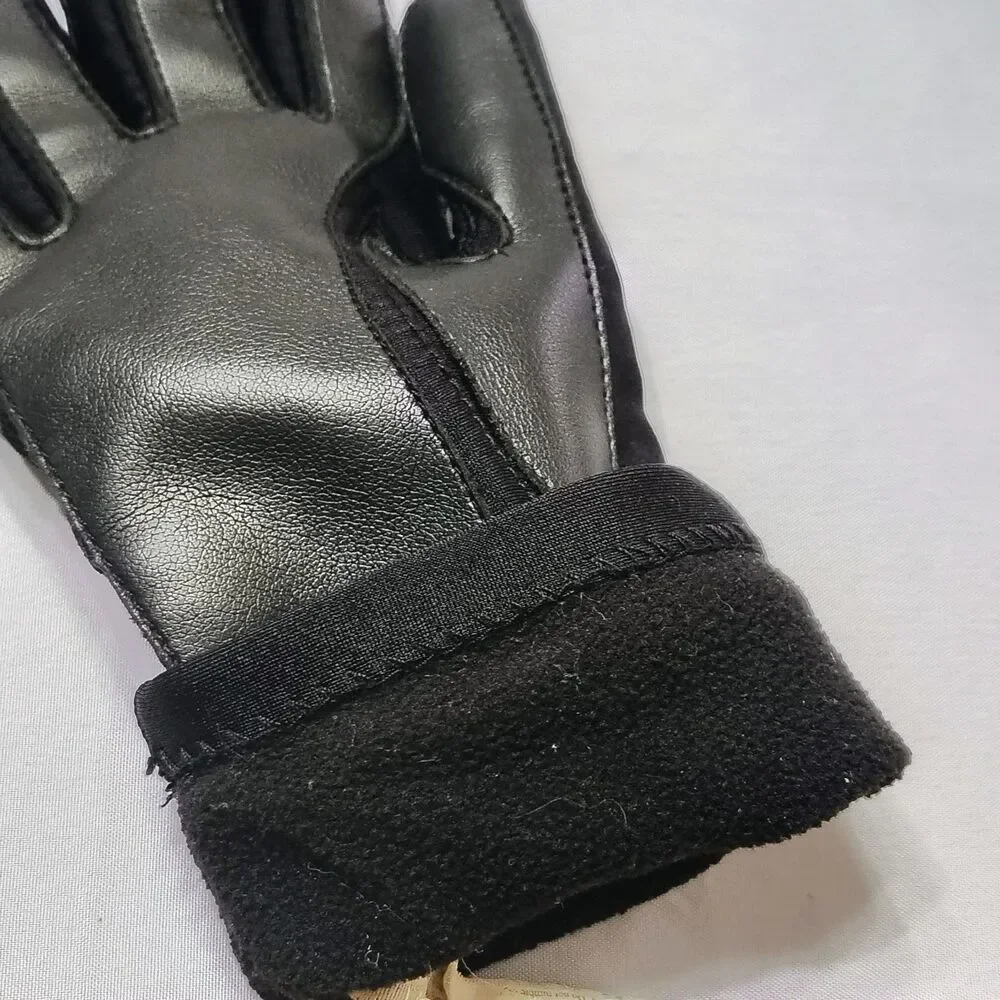 Vintage Isotoner Sensations Nylon Gloves 4 Way Stretch Fleece Lined Black One Sz - Picture 5 of 8